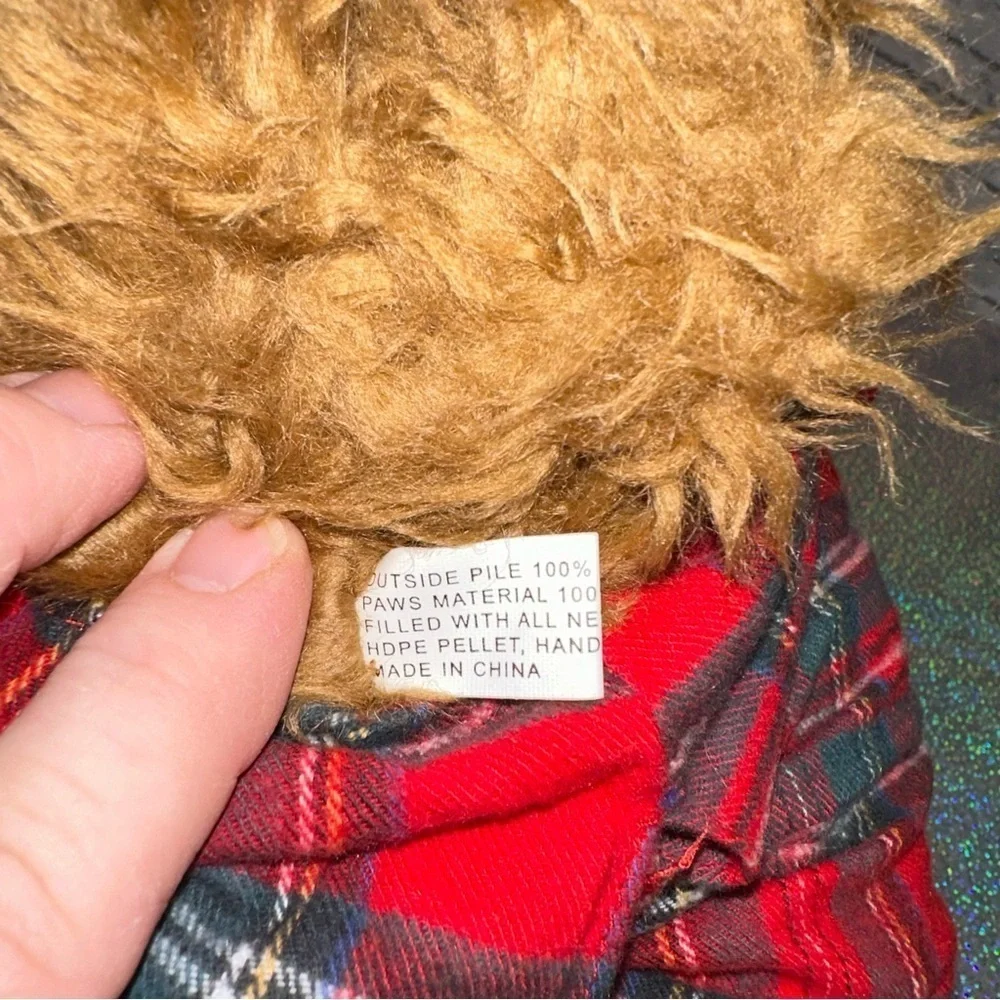 Belkie 2000 Teddy Bear Plush Plaid Pajamas Festive Jointed Hands Feet Vintage